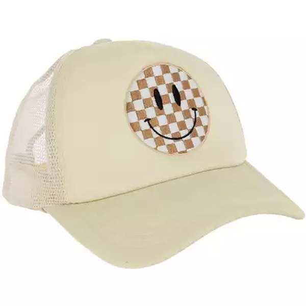 Beige Smiley Face Trucker Hat
